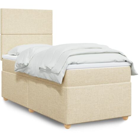 Boxspringbett mit Matratze Creme 100x200 cm Stoff vidaXL