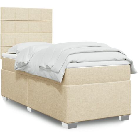 Boxspringbett mit Matratze Creme 100x200 cm Stoff vidaXL