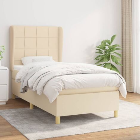 Boxspringbett mit Matratze Creme 100x200 cm Stoff vidaXL