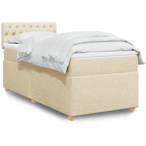 Boxspringbett mit Matratze Creme 100x200 cm Stoff vidaXL