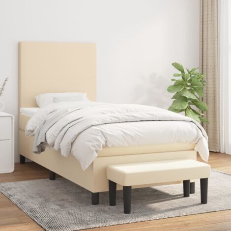 Boxspringbett mit Matratze Creme 100x200 cm Stoff vidaXL