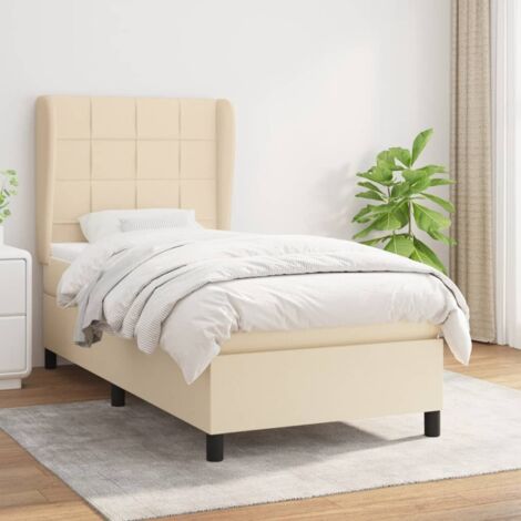 Boxspringbett mit Matratze Creme 100x200 cm Stoff vidaXL