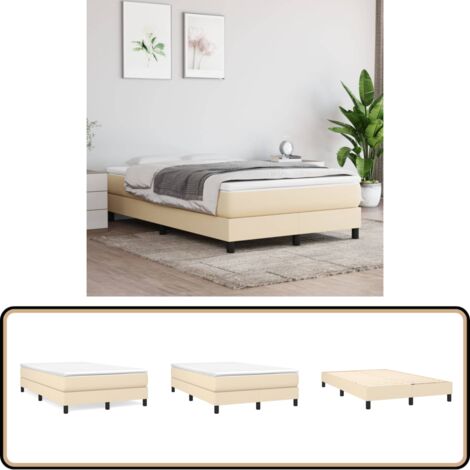 Boxspringbett mit Matratze Creme 120x200 cm Stoff - Boxspringbett - Doppelbett - Bettauflage - Matratze - Cremefarbenes Bett