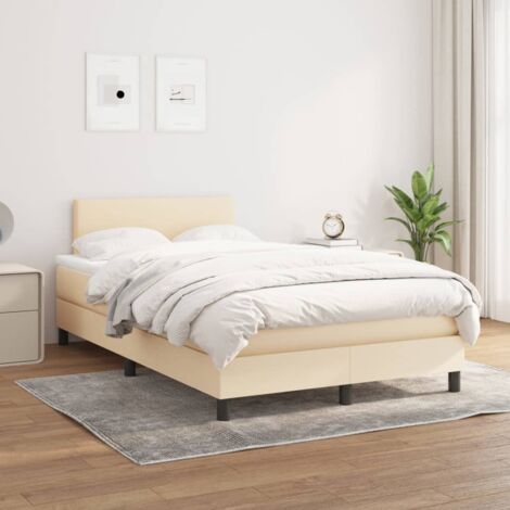 Boxspringbett mit Matratze Creme 120x200 cm Stoff vidaXL