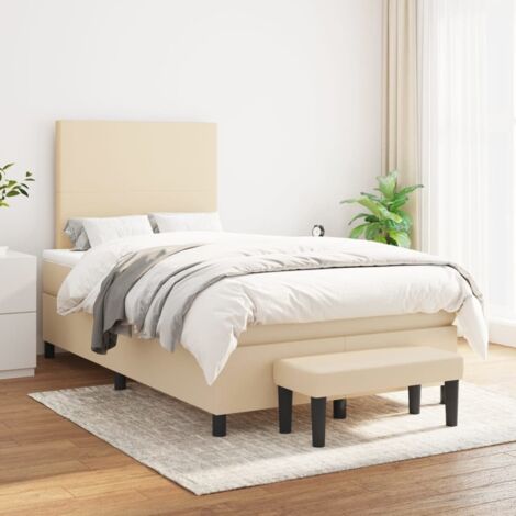 Boxspringbett mit Matratze Creme 120x200 cm Stoff vidaXL