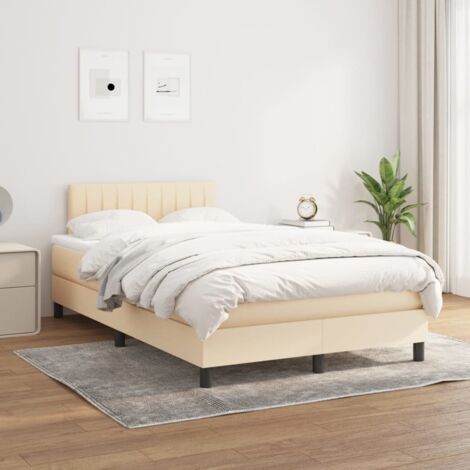 Boxspringbett mit Matratze Creme 120x200 cm Stoff vidaXL