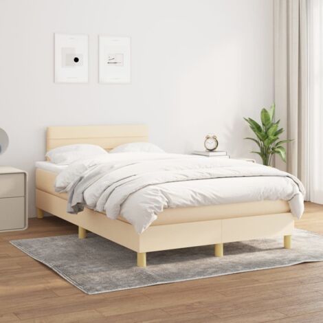 Boxspringbett mit Matratze Creme 120x200 cm Stoff vidaXL