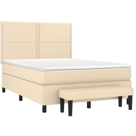 Boxspringbett mit Matratze Creme 140x190 cm Stoff vidaXL