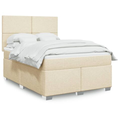 Boxspringbett mit Matratze Creme 140x190 cm Stoff vidaXL