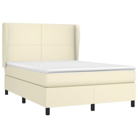 Boxspringbett mit Matratze Creme 140x200 cm Kunstleder vidaXL