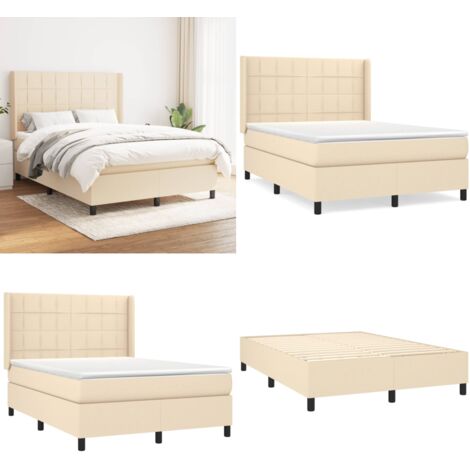 Boxspringbett mit Matratze Creme 140x200 cm Stoff - Boxspringbett - Doppelbett - Cremefarbenes Bett - Bettrahmen - Lattenrost - Home & Living