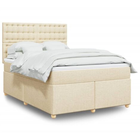 Boxspringbett mit Matratze Creme 140x200 cm Stoff vidaXL