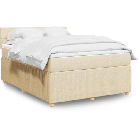 Boxspringbett mit Matratze Creme 140x200 cm Stoff vidaXL