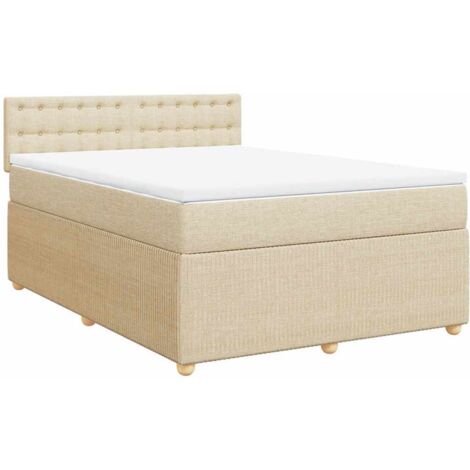 Boxspringbett mit Matratze Creme 140x200 cm Stoff vidaXL
