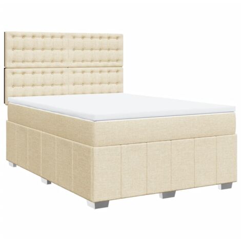 Boxspringbett mit Matratze Creme 140x200 cm Stoff vidaXL