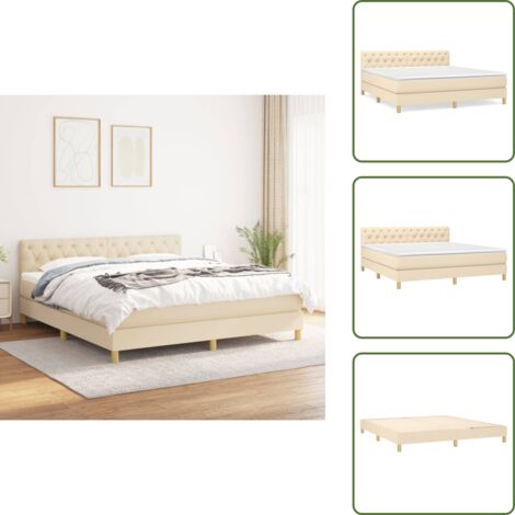 Boxspringbett mit Matratze Creme 160x200 cm Stoff - Boxspringbett - Betten - Doppelbett - Cremefarbenes Bett - Liegekomfort