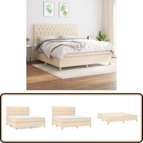 Boxspringbett mit Matratze Creme 160x200 cm Stoff - Boxspringbett - Betten - Schlafräume - Cremefarbenes Bett - Doppelbett