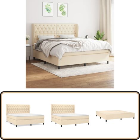 Boxspringbett mit Matratze Creme 160x200 cm Stoff - Boxspringbett - Betten - Schlafräume - Cremefarbenes Bett - Doppelbett