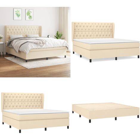 Boxspringbett mit Matratze Creme 160x200 cm Stoff - Boxspringbett - Betten - Schlafräume - Cremefarbenes Bett - Doppelbett - Home & Living