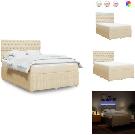Boxspringbett mit Matratze Creme 160x200 cm Stoff - Boxspringbett - Boxspringbetten - Bett - Bettgestell
