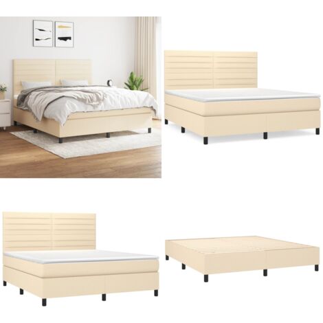 Boxspringbett mit Matratze Creme 160x200 cm Stoff - Boxspringbett - Cremefarbenes Bett - Doppelbett - Bettrahmen - Matratze - Home & Living