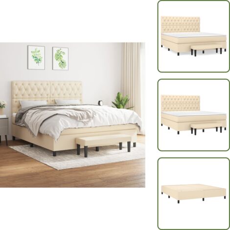 Boxspringbett mit Matratze Creme 160x200 cm Stoff - Boxspringbett - Doppelbett - Cremefarbenes Bett - Betten Mit Integrierter Matratze - Bettsofa