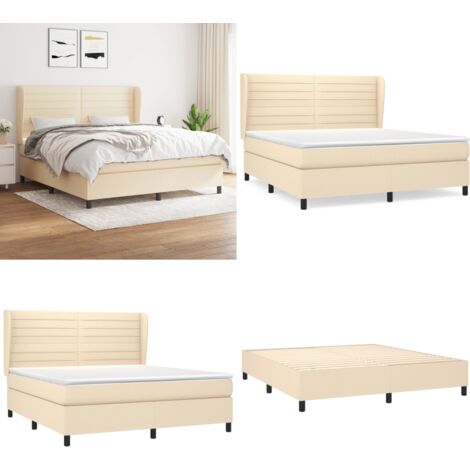 Boxspringbett mit Matratze Creme 160x200 cm Stoff - Boxspringbett - Doppelbett - Cremefarbenes Bett - Bettenrahmen - Lattenrost - Home & Living