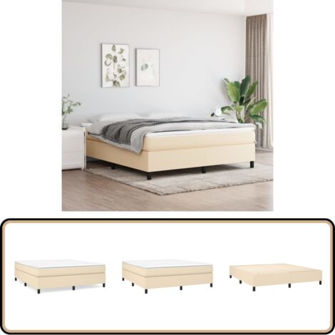 Boxspringbett mit Matratze Creme 160x200 cm Stoff - Boxspringbett - Doppelbett - Cremefarbenes Bett - Bettenrahmen - Matratze