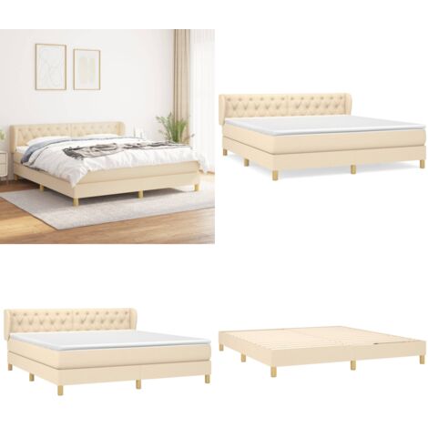 Boxspringbett mit Matratze Creme 160x200 cm Stoff - Boxspringbett - Doppelbett - Cremefarbenes Bett - Bettrahmen - Lattenrost - Home & Living