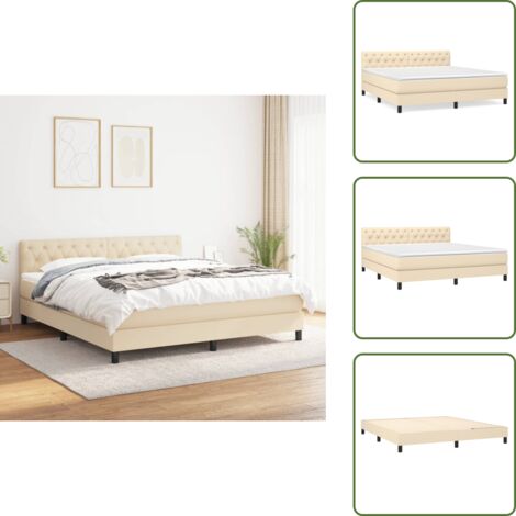 Boxspringbett mit Matratze Creme 160x200 cm Stoff - Boxspringbett - Doppelbett - Cremefarbenes Bett - Bettrahmen - Matratze