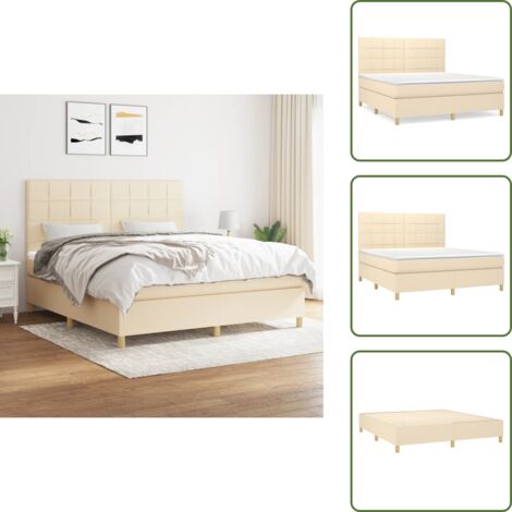 Boxspringbett mit Matratze Creme 160x200 cm Stoff - Boxspringbett - Doppelbett - Cremefarbenes Bett - Bettrahmen - Matratze