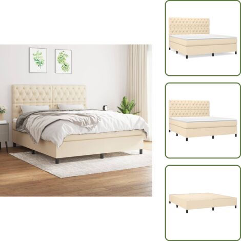 Boxspringbett mit Matratze Creme 160x200 cm Stoff - Boxspringbett - Doppelbett - Cremefarbenes Bett - Bettrahmen - Matratze