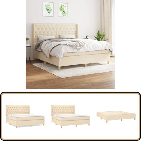 Boxspringbett mit Matratze Creme 160x200 cm Stoff - Boxspringbett - Doppelbett - Cremefarbenes Bett - Bettrahmen - Matratze