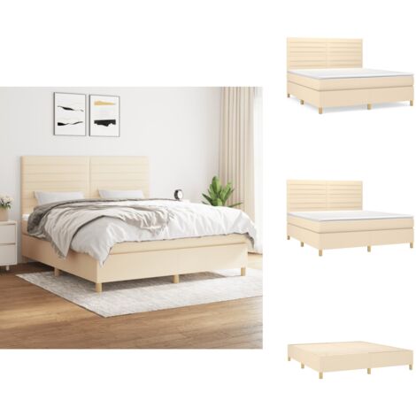 Boxspringbett mit Matratze Creme 160x200 cm Stoff - Boxspringbett - Doppelbett - Cremefarbenes Bett - Bettrahmen - Matratze