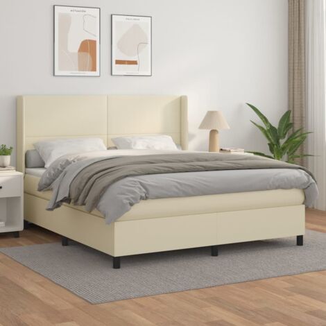 Boxspringbett mit Matratze Creme 180x200 cm Kunstleder vidaXL