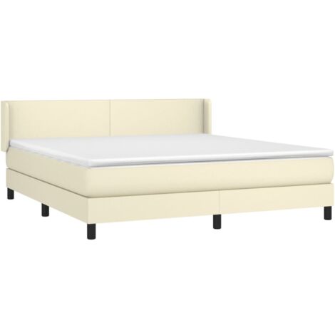 Boxspringbett mit Matratze Creme 180x200 cm Kunstleder vidaXL
