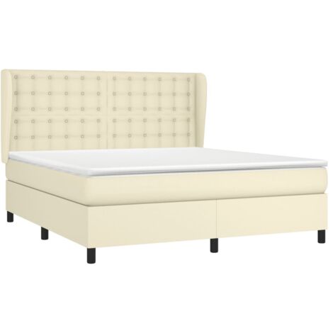 Boxspringbett mit Matratze Creme 180x200 cm Kunstleder vidaXL