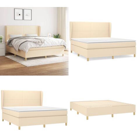Boxspringbett mit Matratze Creme 180x200 cm Stoff - Boxspringbett - Betten - Schlafräume - Cremefarbenes Bett - Doppelbett - Home & Living