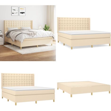 Boxspringbett mit Matratze Creme 180x200 cm Stoff - Boxspringbett - Doppelbett - Cremefarbenes Bett - Bettrahmen - Matratze - Home & Living