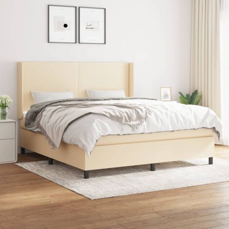 Boxspringbett mit Matratze Creme 180x200 cm Stoff vidaXL