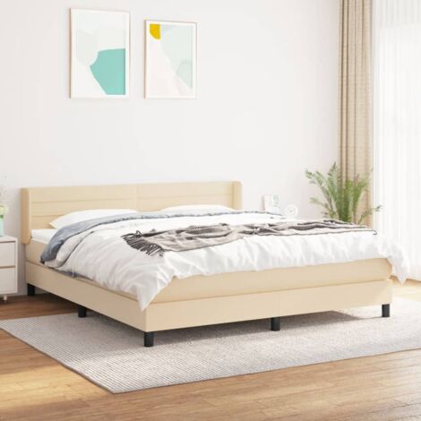 Boxspringbett mit Matratze Creme 180x200 cm Stoff vidaXL