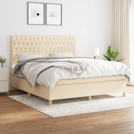 Boxspringbett mit Matratze Creme 180x200 cm Stoff vidaXL