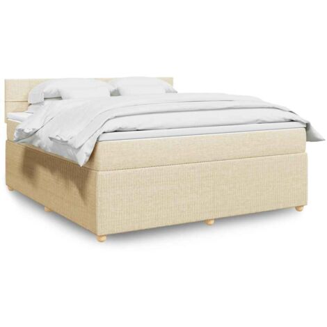 Boxspringbett mit Matratze Creme 180x200 cm Stoff vidaXL