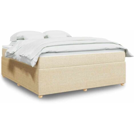 Boxspringbett mit Matratze Creme 180x200 cm Stoff vidaXL