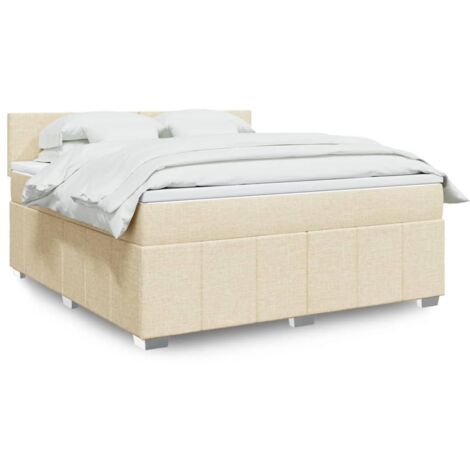 Boxspringbett mit Matratze Creme 180x200 cm Stoff vidaXL