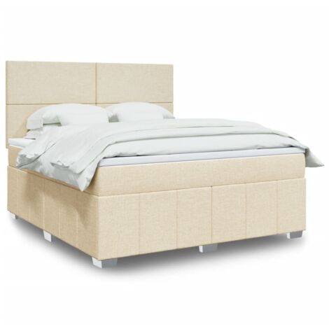 Boxspringbett mit Matratze Creme 180x200 cm Stoff vidaXL
