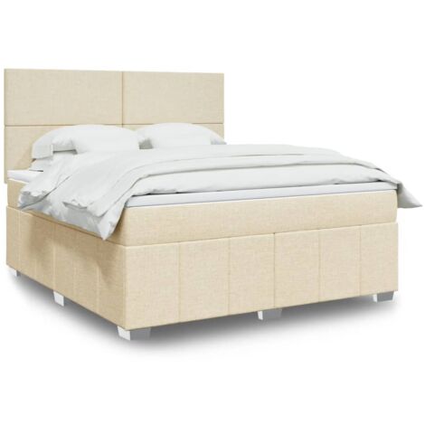 Boxspringbett mit Matratze Creme 180x200 cm Stoff vidaXL
