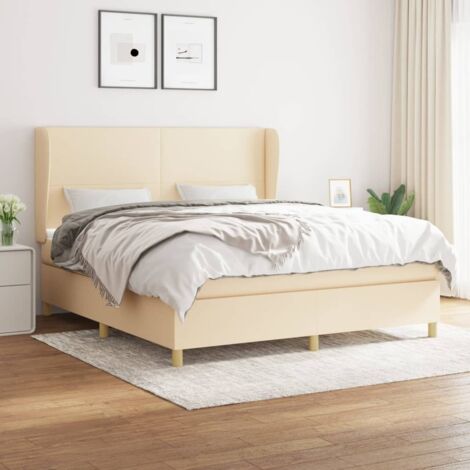 Boxspringbett mit Matratze Creme 180x200 cm Stoff vidaXL