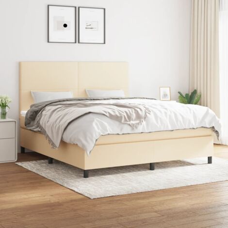 Boxspringbett mit Matratze Creme 180x200 cm Stoff vidaXL