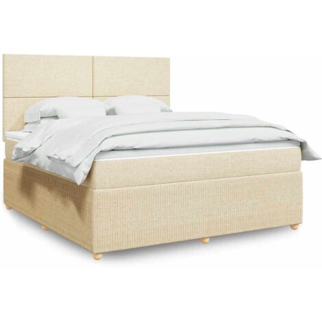 Boxspringbett mit Matratze Creme 180x200 cm Stoff vidaXL